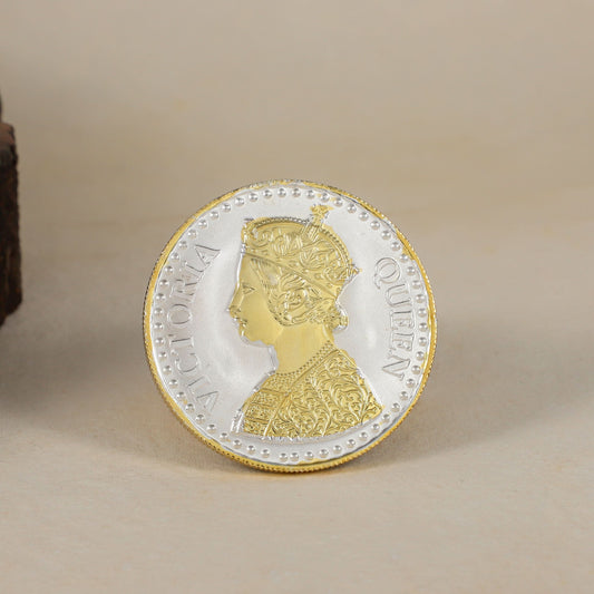 Rajsi Smriti Coin- Queen Victoria silver coin, gold polished