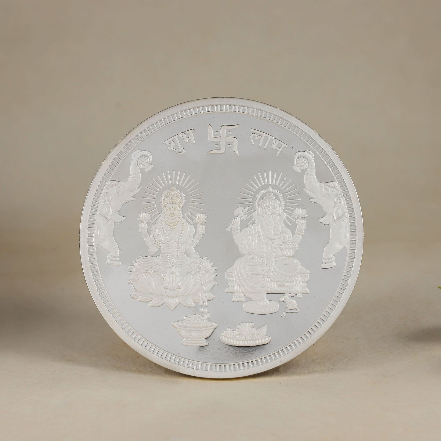 Shubh Labh Silver Coin-Divine blessings of Lakshmi-Ganesha