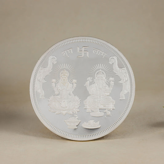 Shubh Labh Silver Coin-Divine blessings of Lakshmi-Ganesha