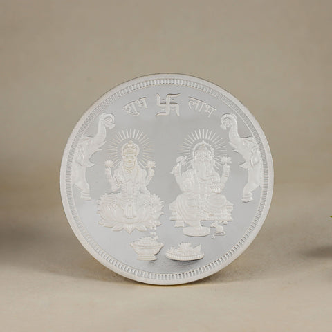 Shubh Labh Silver Coin-Divine blessings of Lakshmi-Ganesha