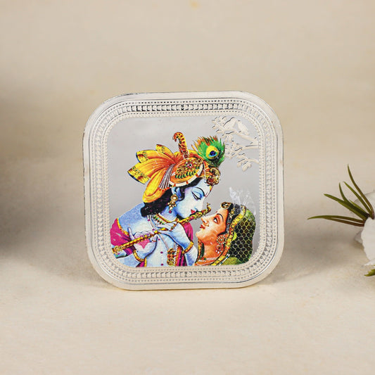 Radha Krishna Rasleela Coin-Elegant square design.