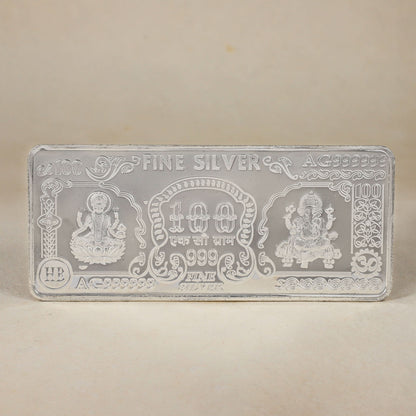 Shree Dhanvardhak Silver- Laxmi Ganesh Silver Currency Bar