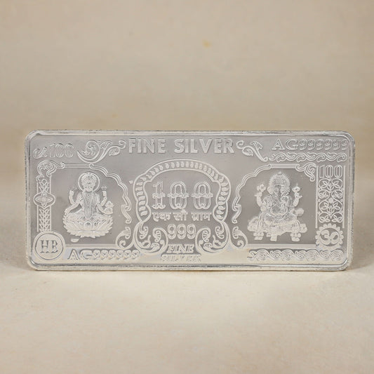 Shree Dhanvardhak Silver- Laxmi Ganesh Silver Currency Bar