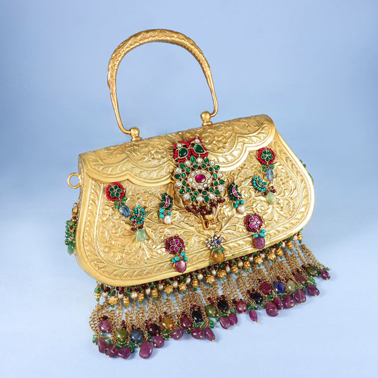 Bridal Temple Work Silver Purse