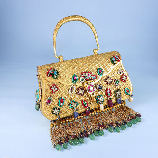 Handcrafted Temple Work Silver Purse