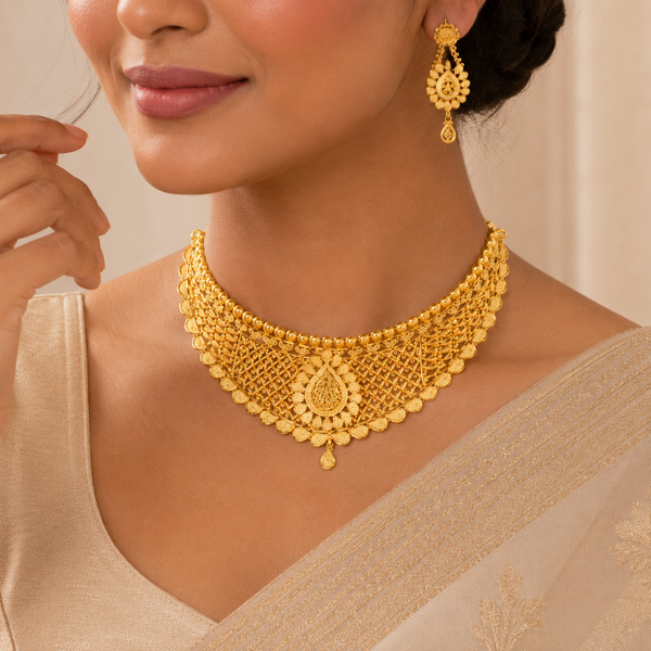 Kanak Shobha Antique Gold Choker Set