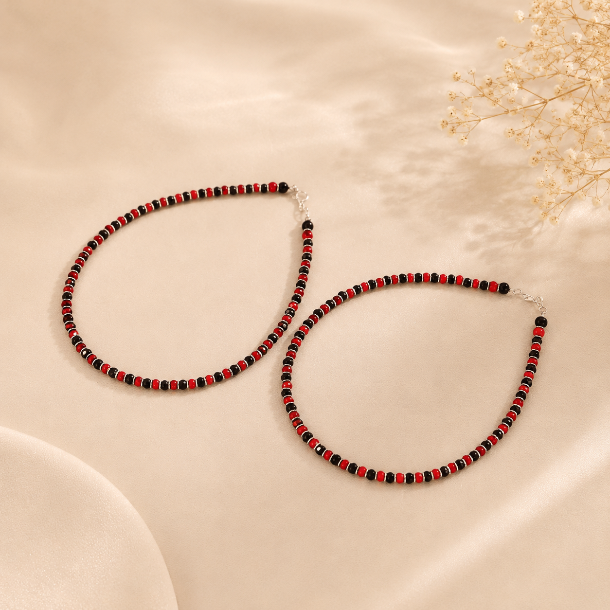 Ritika Trendy silver beaded Anklets