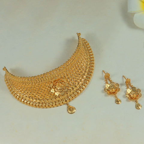Deepti Floral Centre Design Gold Choker Set