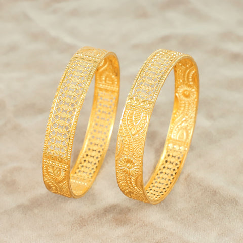 Sushma Golden Floral Jaali Gold Bangles