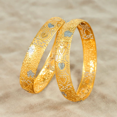 Ishika Regal Floral Heart Gold Bangles