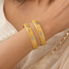 Ishika Regal Floral Heart Gold Bangles