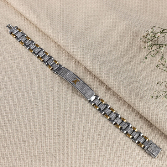 James Tridev Om  Silver Bracelet