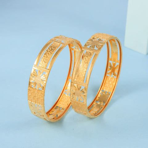 Ziya Floral Carve Gold Bangles