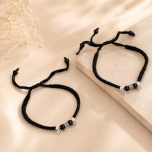 Megha Black Thread Anklets With Silver Charm