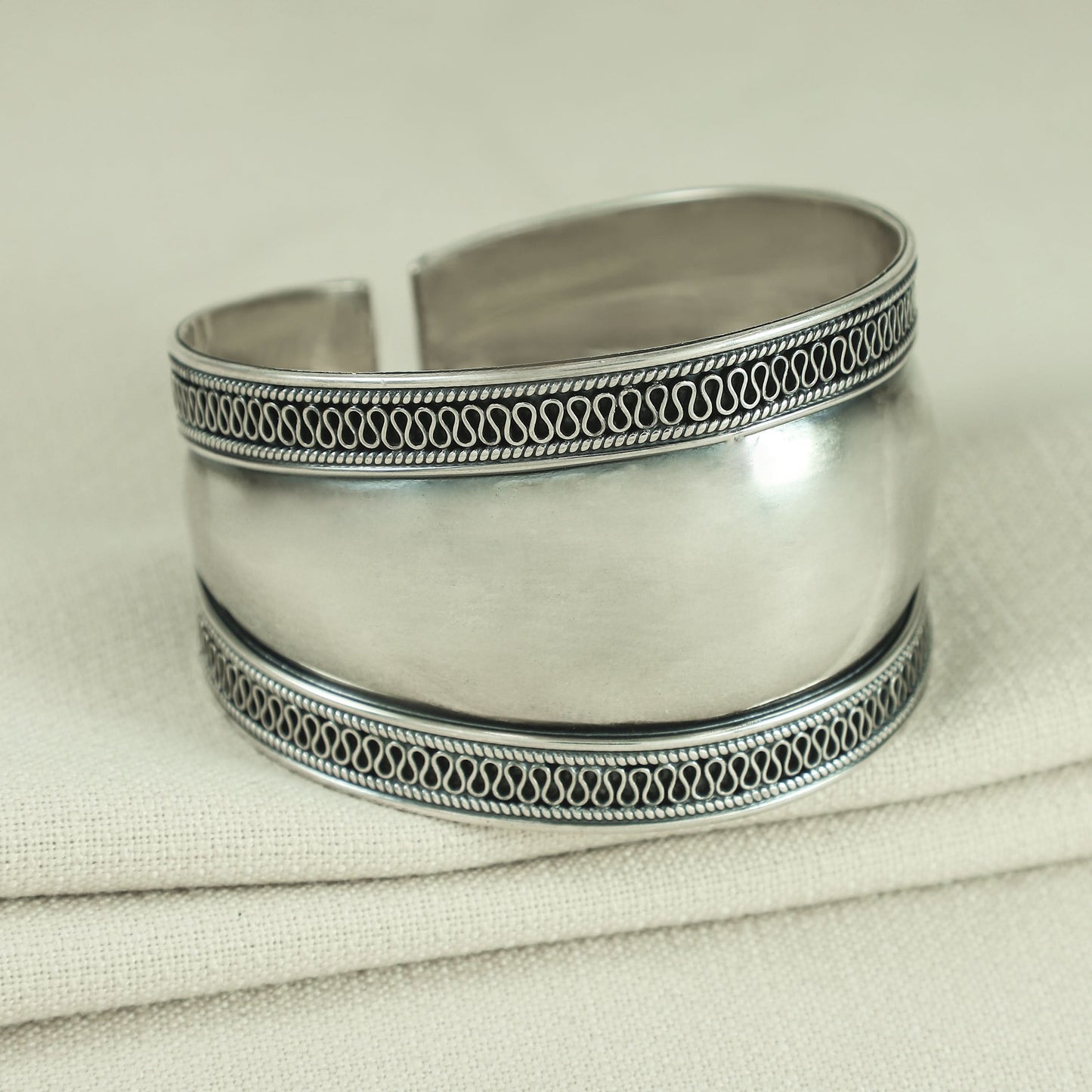 Ekta Imposing Silver Cuff Bracelet