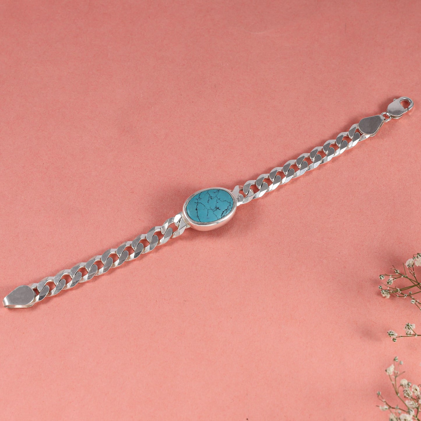 Bold blue stone design Silver Bracelet