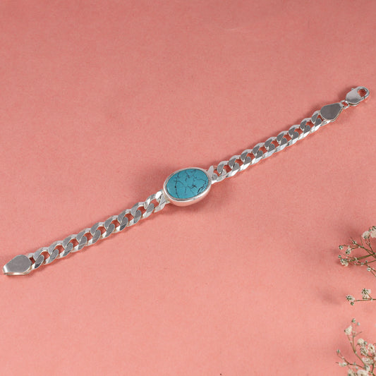 Bold blue stone design Silver Bracelet