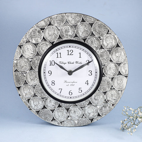 Coin Time Silver Clock