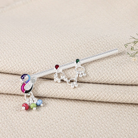 Mayur Bansuri-Peacock-themed silver flute