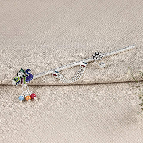 Radhe Leela Bansuri- Graceful silver Radhe flute