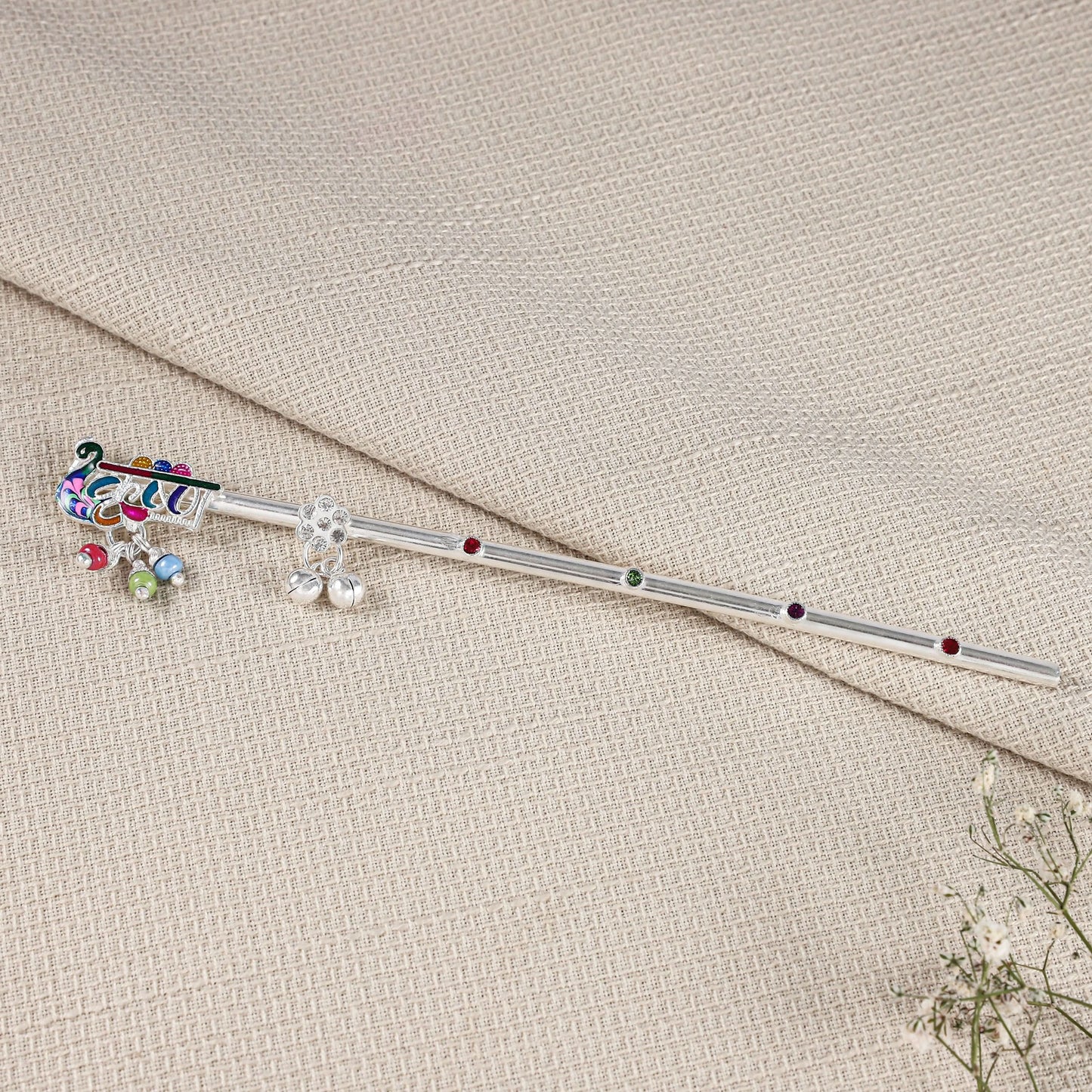 Swaranjali Bansuri-Elegant Silver Flute Ornament