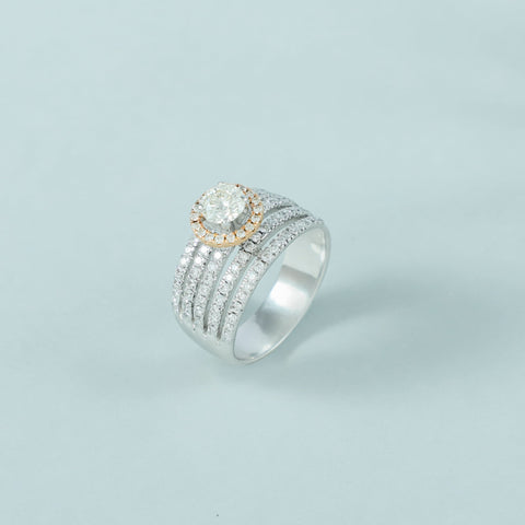 Kirti Multi Row With Centre & Halo Diamond Ring