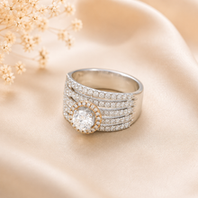 Kirti Multi Row With Centre & Halo Diamond Ring