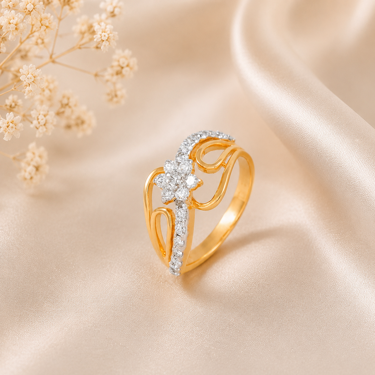 Mishti Flowing Curves Diamond Ring