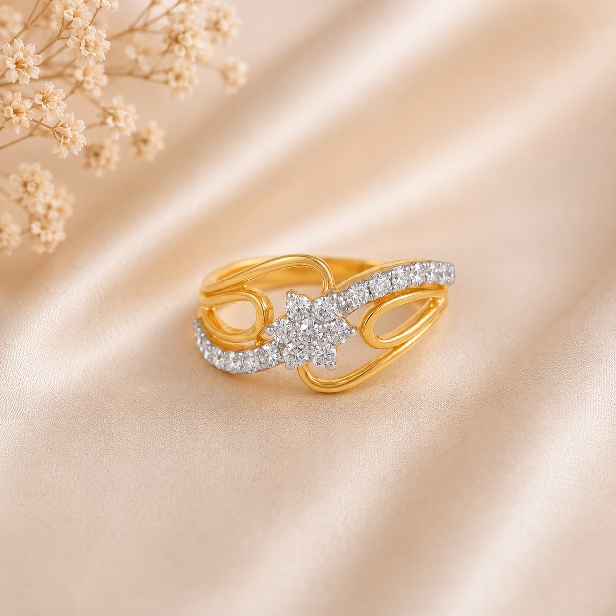 Mishti Flowing Curves Diamond Ring