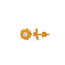 Sara Elegant Earrings Gold Toned Lotus  studs With Sparkling