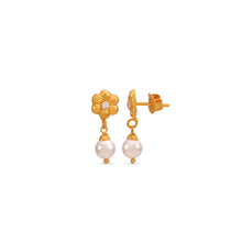 Meera Floral pearl drop Gold Earrings
