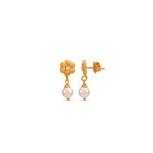 Meera Floral pearl drop Gold Earrings