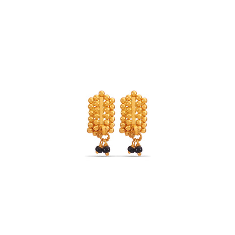 Amara Beaded charm with black Gold Earrings