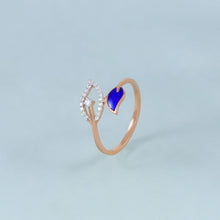 Diya Leaf Heart Blue Diamond Ring
