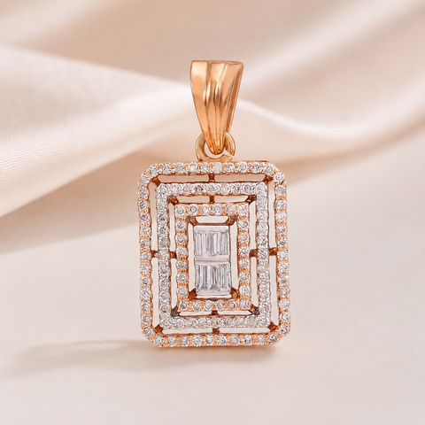 Radiant Brilliance In Rose Gold  Diamond Pendant