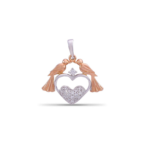 Elegant Heart  Birds Diamond Pendant