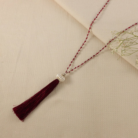 Tanvi Silk Thread Silver Tassel Necklace