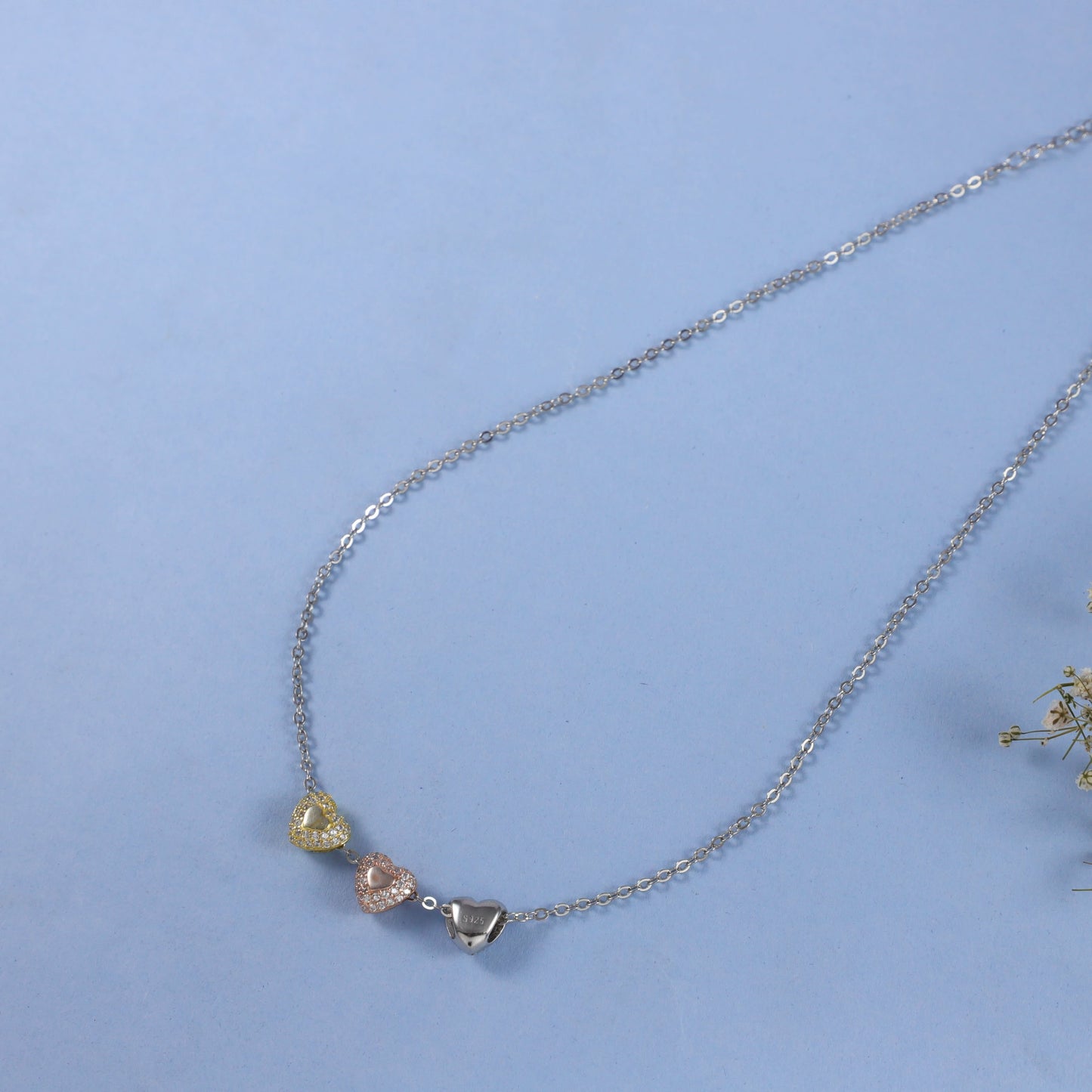 Three Heart Graceful Modern Silver Pendant