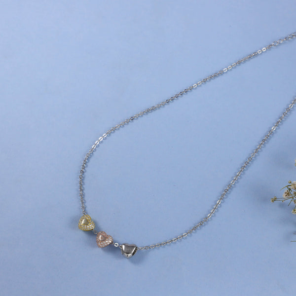 Three Heart Graceful Modern Silver Pendant