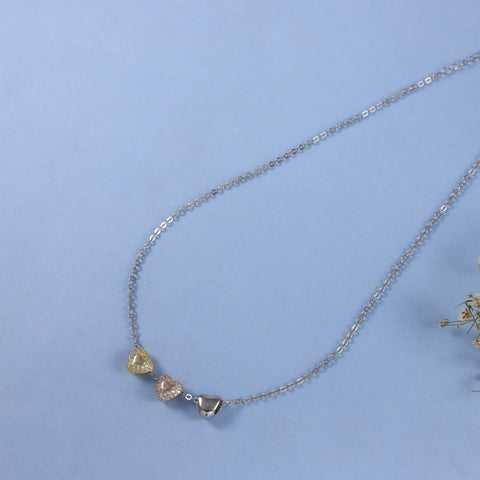 Three Tone Heart Graceful Modern Elegance Silver Cz Pendant