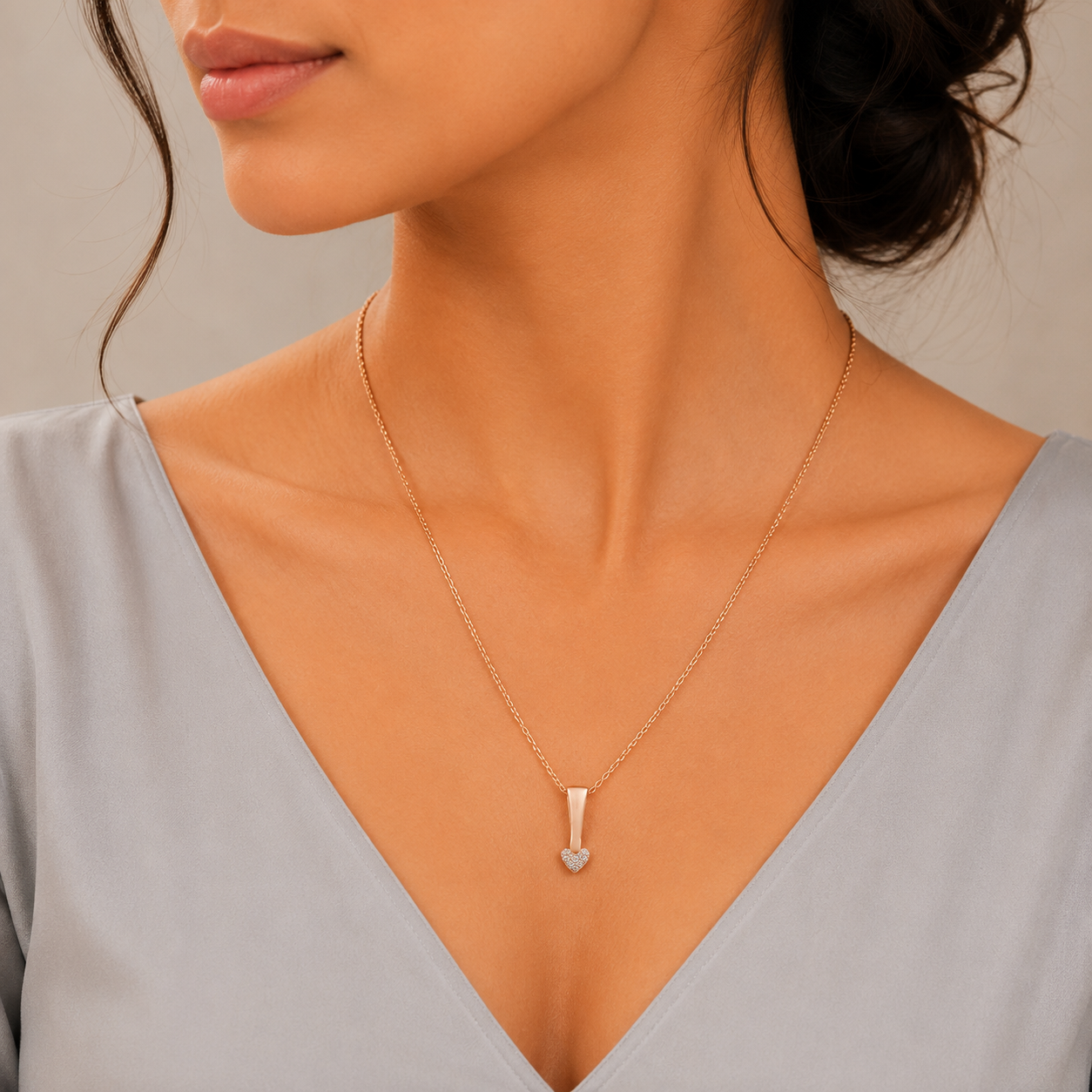 Rose Shine Minimalist Heart Silver Necklace