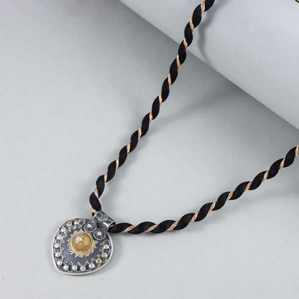 Bhavya Divine Black Thread Silver Necklace