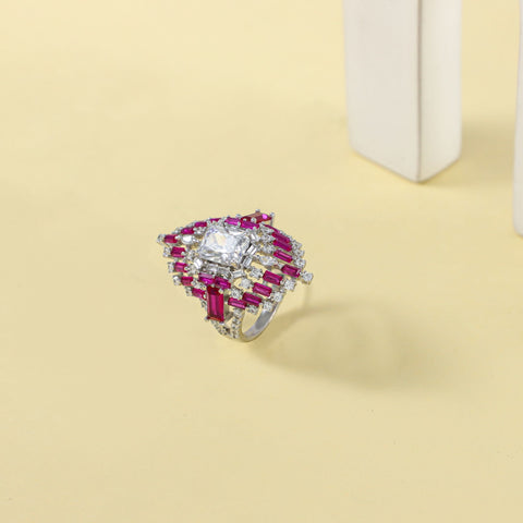 Myra  Royal Ruby-Inspired Cz Silver Ring