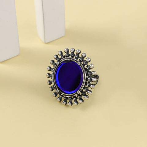 Irya  Royal Blue Antique Silver Ring
