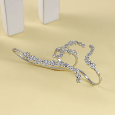 Trisha  Moonlit Floral Vine Cz Silver Ring