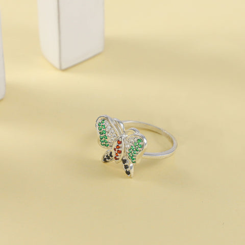 Colorfu Butterfly  Cz stones Silver Ring