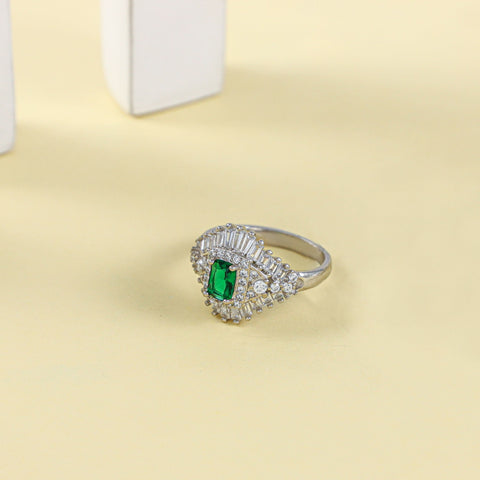 Kashish Inspired Center Stone Cz Silver Ring