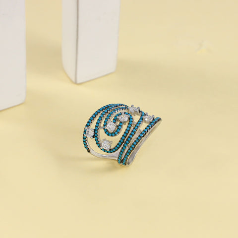 Sakshi  Spiral Cz Band Silver Ring