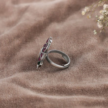 Tara Floral  Colorfu  Stones Silver Ring