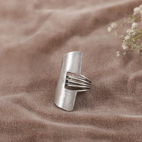 Elegant With a Modern Shield Design Silver Ring